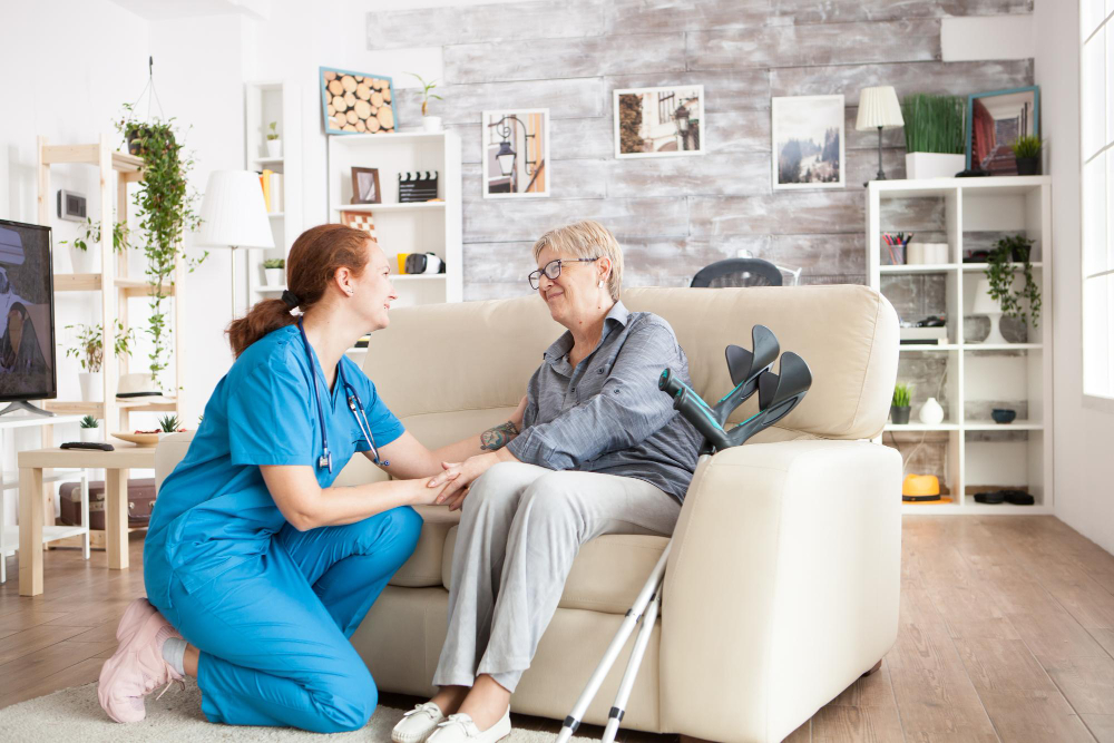 Nurse visiting a patient at home